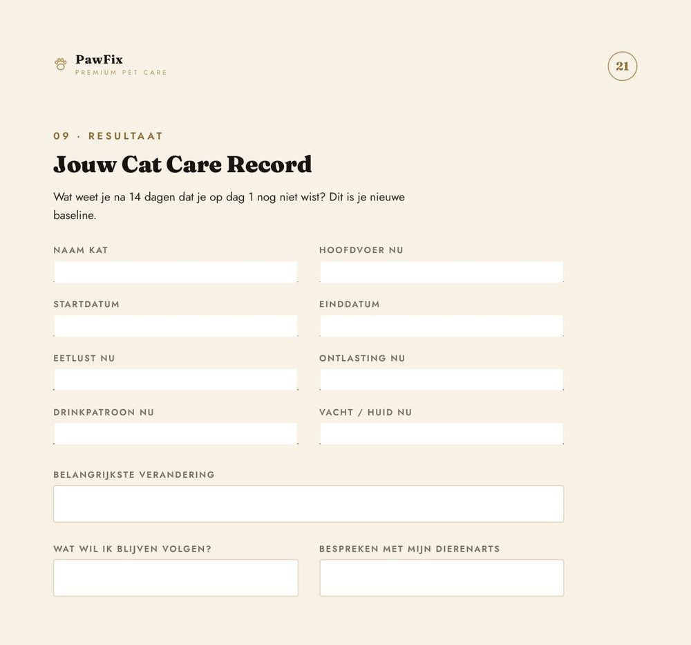 Jouw Cat Care Record na 14 dagen