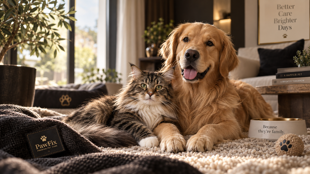 Een kat en een hond rustig samen in huis